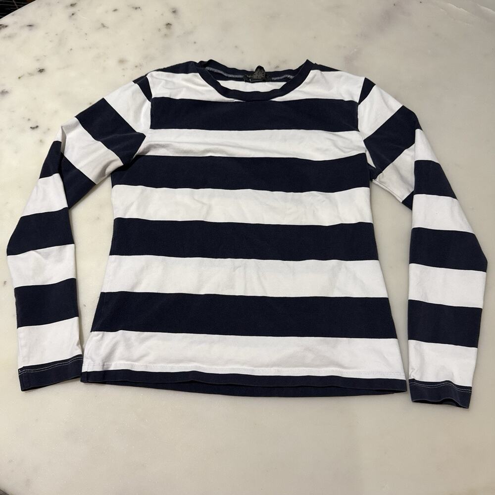 Banana Republic Women’s M Striped Long Sleeve Tee Navy White Cotton Casual Top
